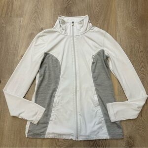 Danskin Now White and Gray Full-Zip with High Collar size L